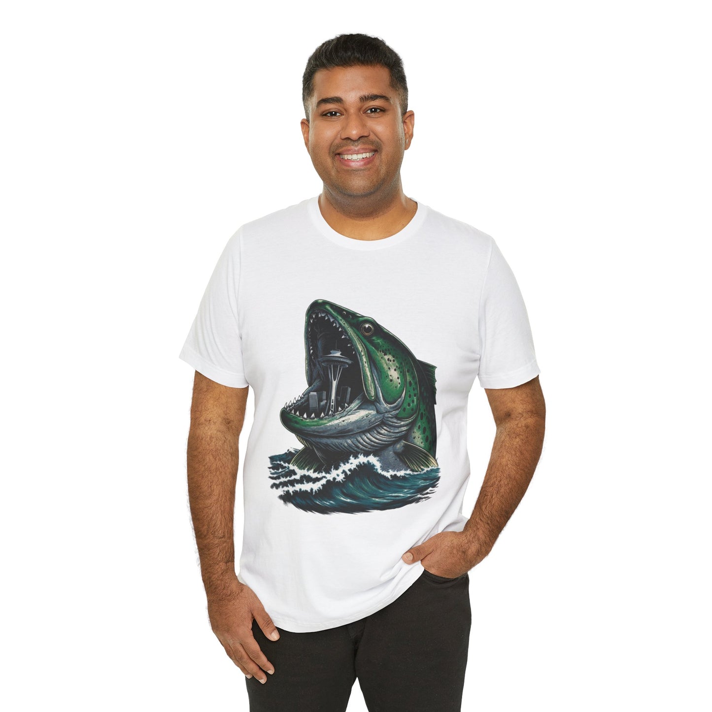 Fish Eating Seattle Unisex Jersey Short Sleeve Tee